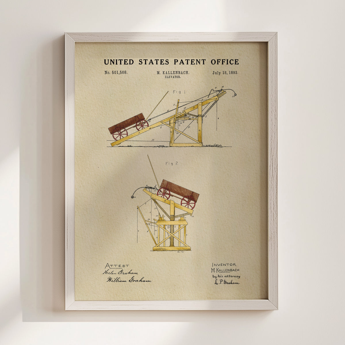 Wagon Elevator (1893) patent art print