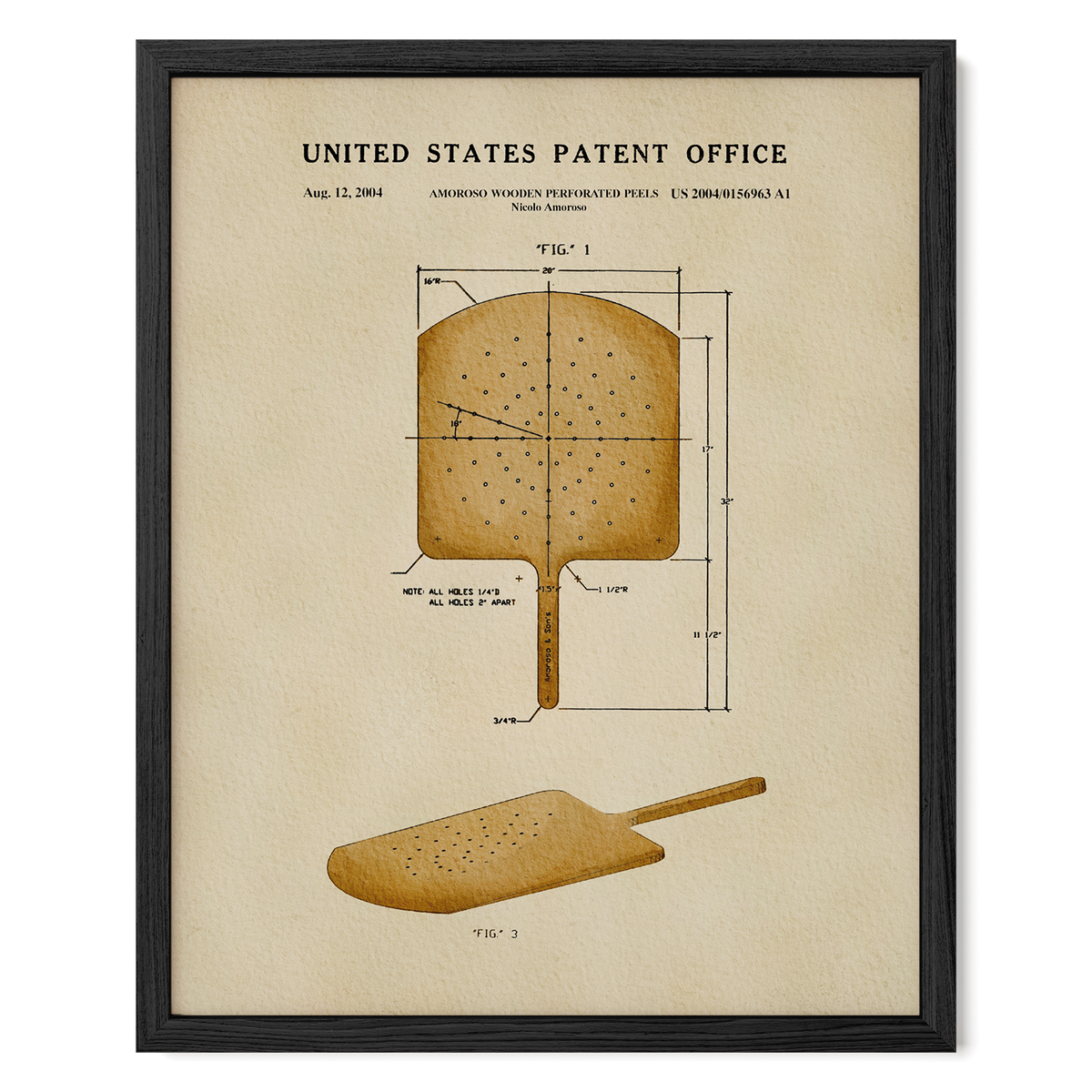 Wooden Pizza Peel (2004) patent art print