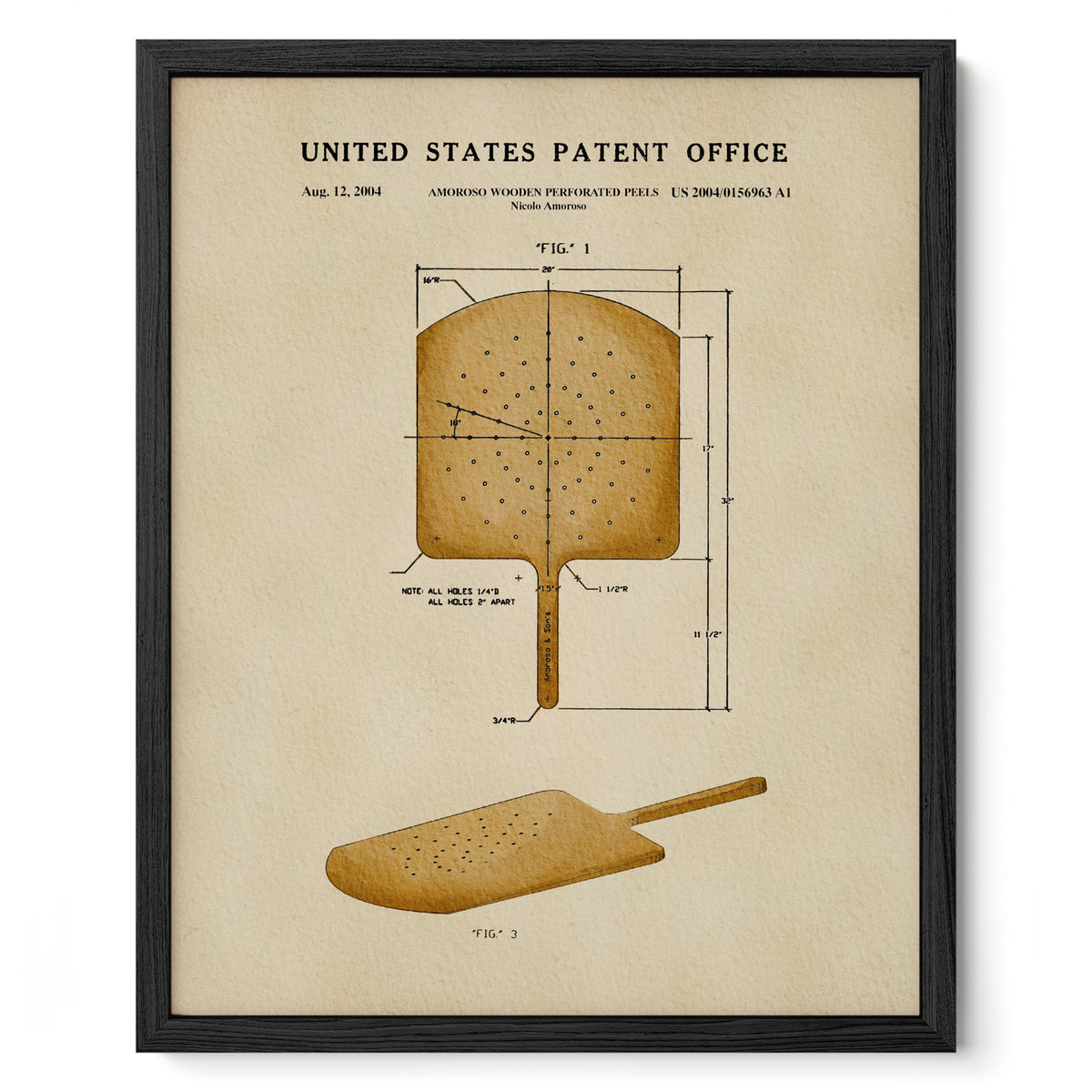 Wooden Pizza Peel (2004) patent art print