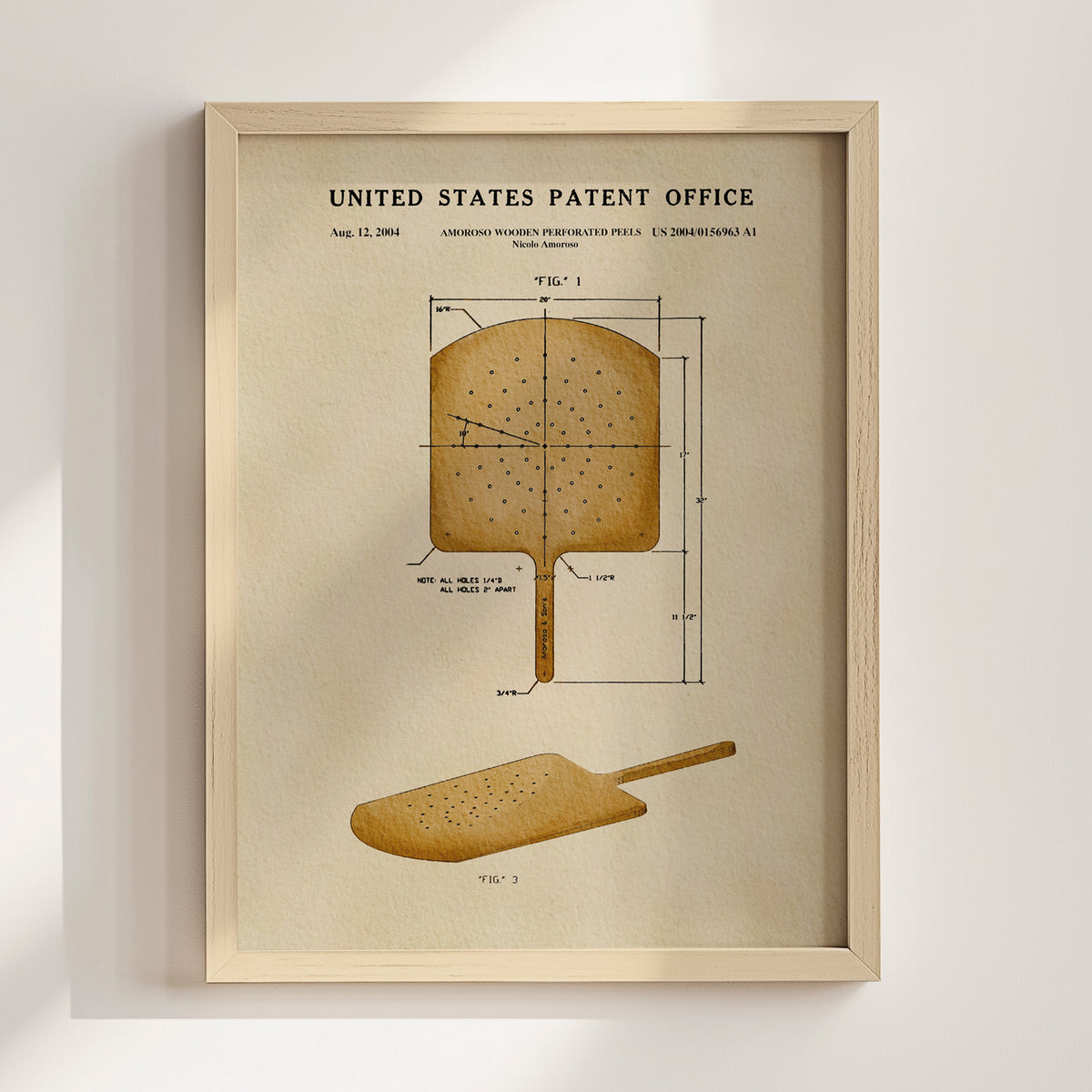 Wooden Pizza Peel (2004) patent art print