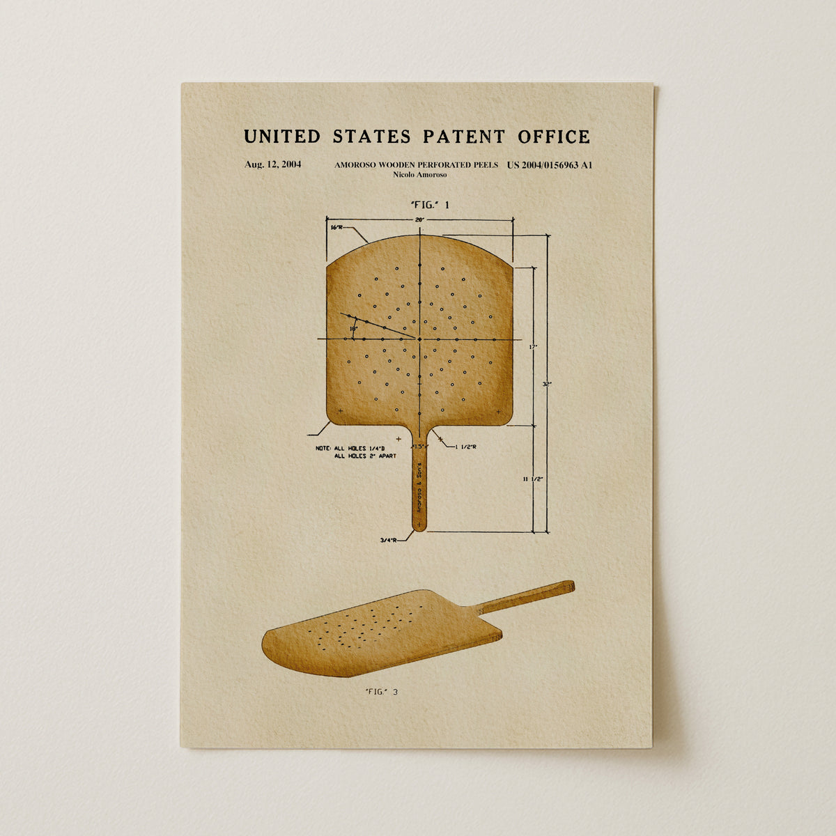 Wooden Pizza Peel (2004) patent art print