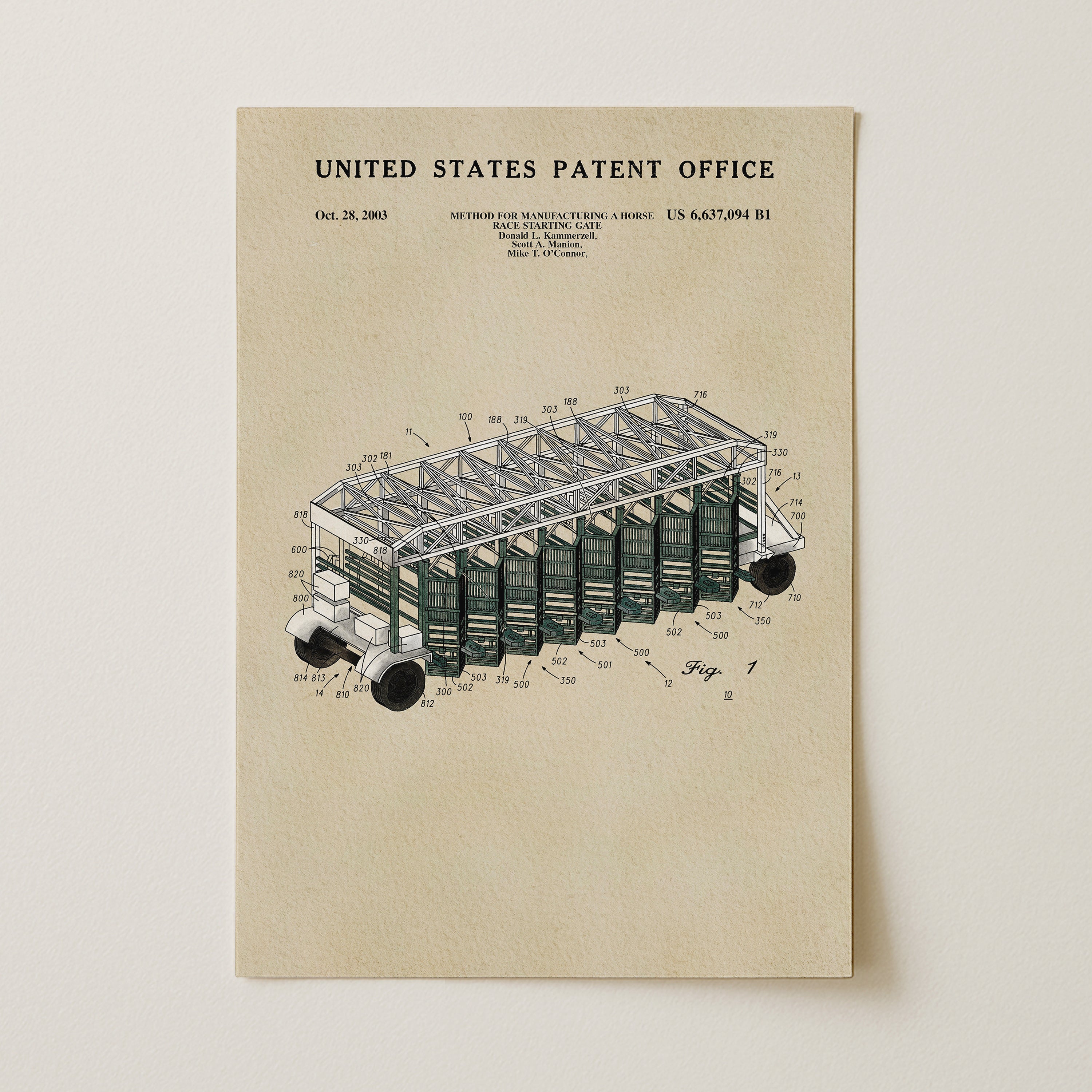 The image is a patent drawing of a vehicle with a detailed technical drawing and specifications.