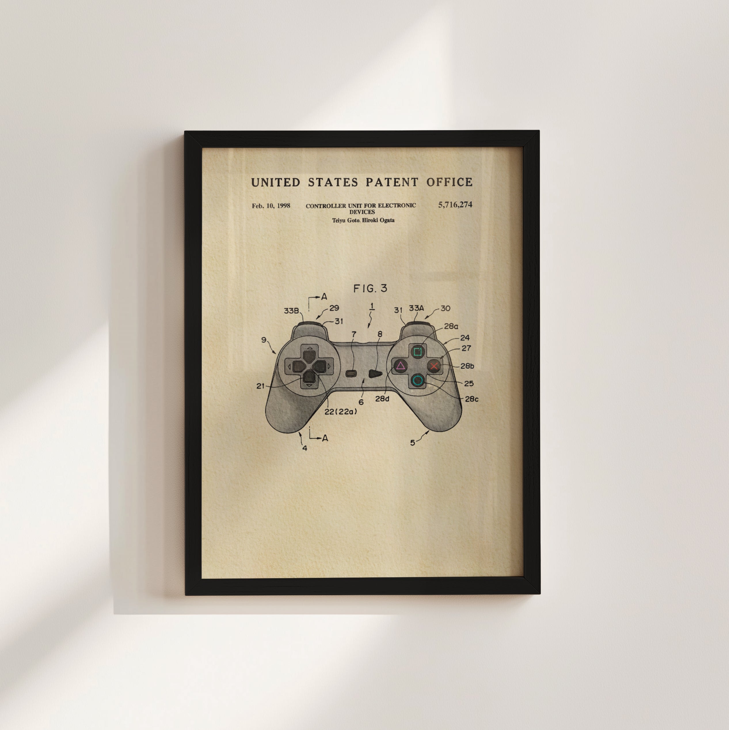 The image is a framed patent drawing of a joystick, depicting the controls and features of the joystick.