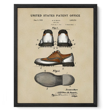 The image is a framed patent drawing depicting a pair of shoes, likely from the early 20th century.
