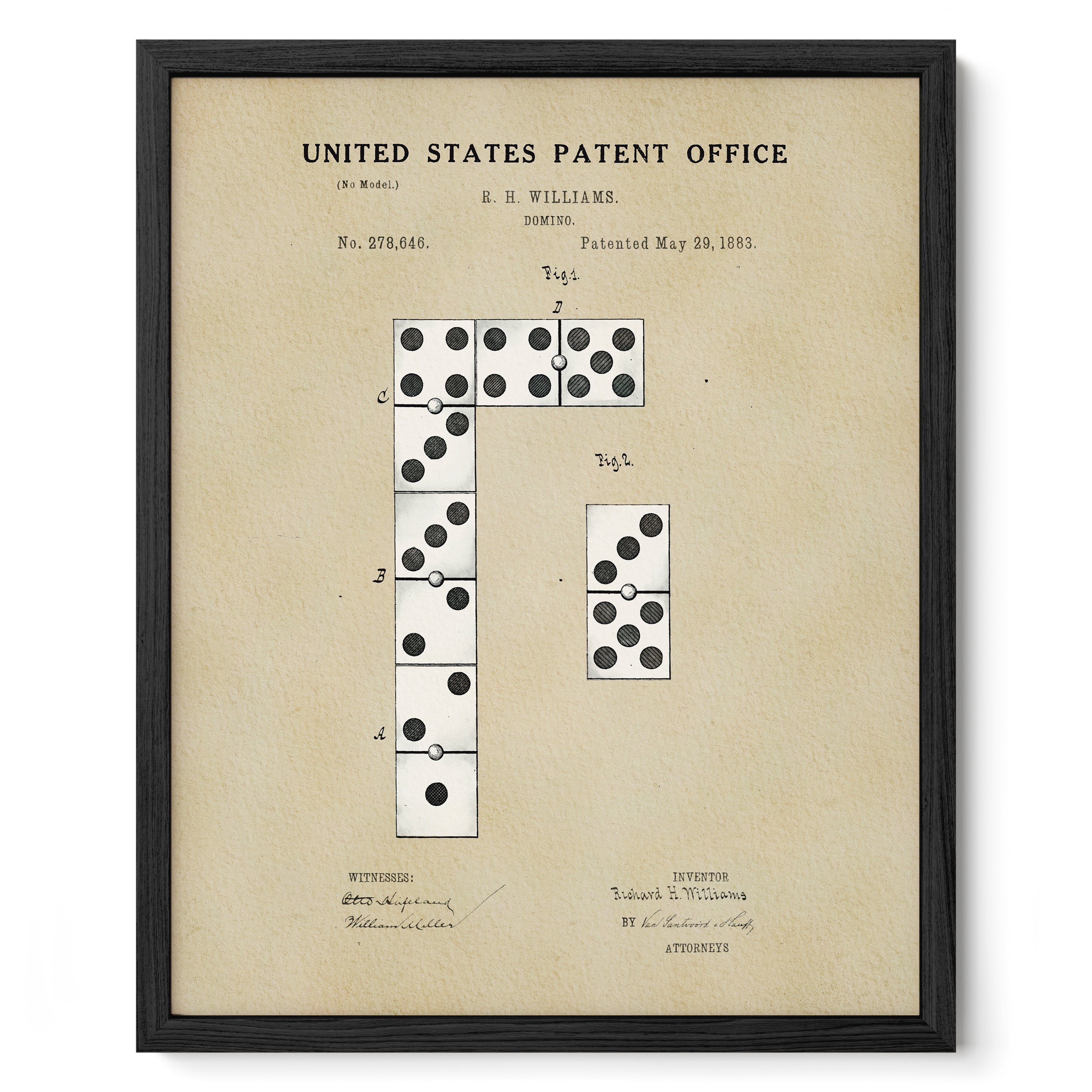 The image is a framed patent drawing depicting a d20, a popular board game, with a detailed diagram and text.