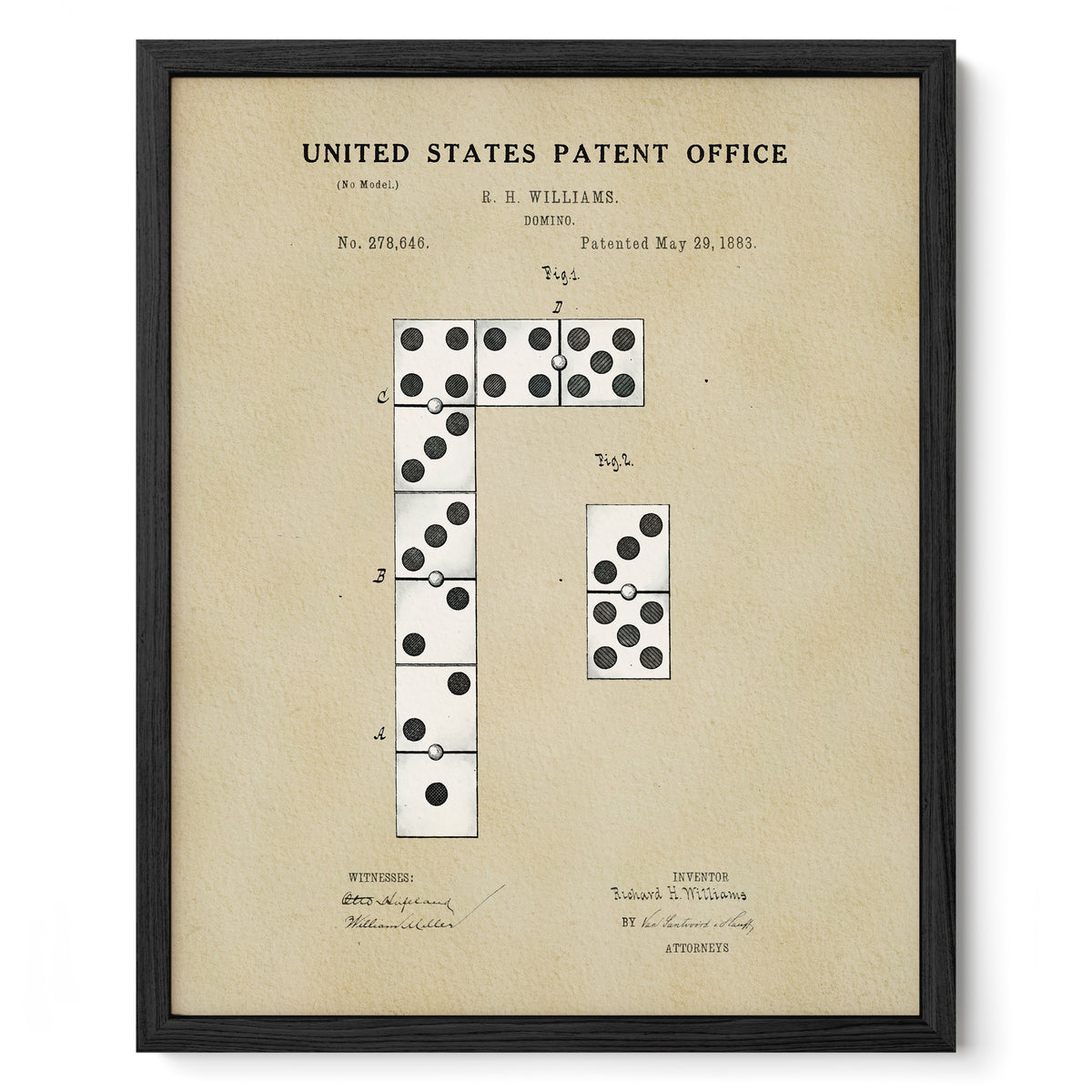 The image is a framed patent drawing depicting a d20, a popular board game, with a detailed diagram and text.