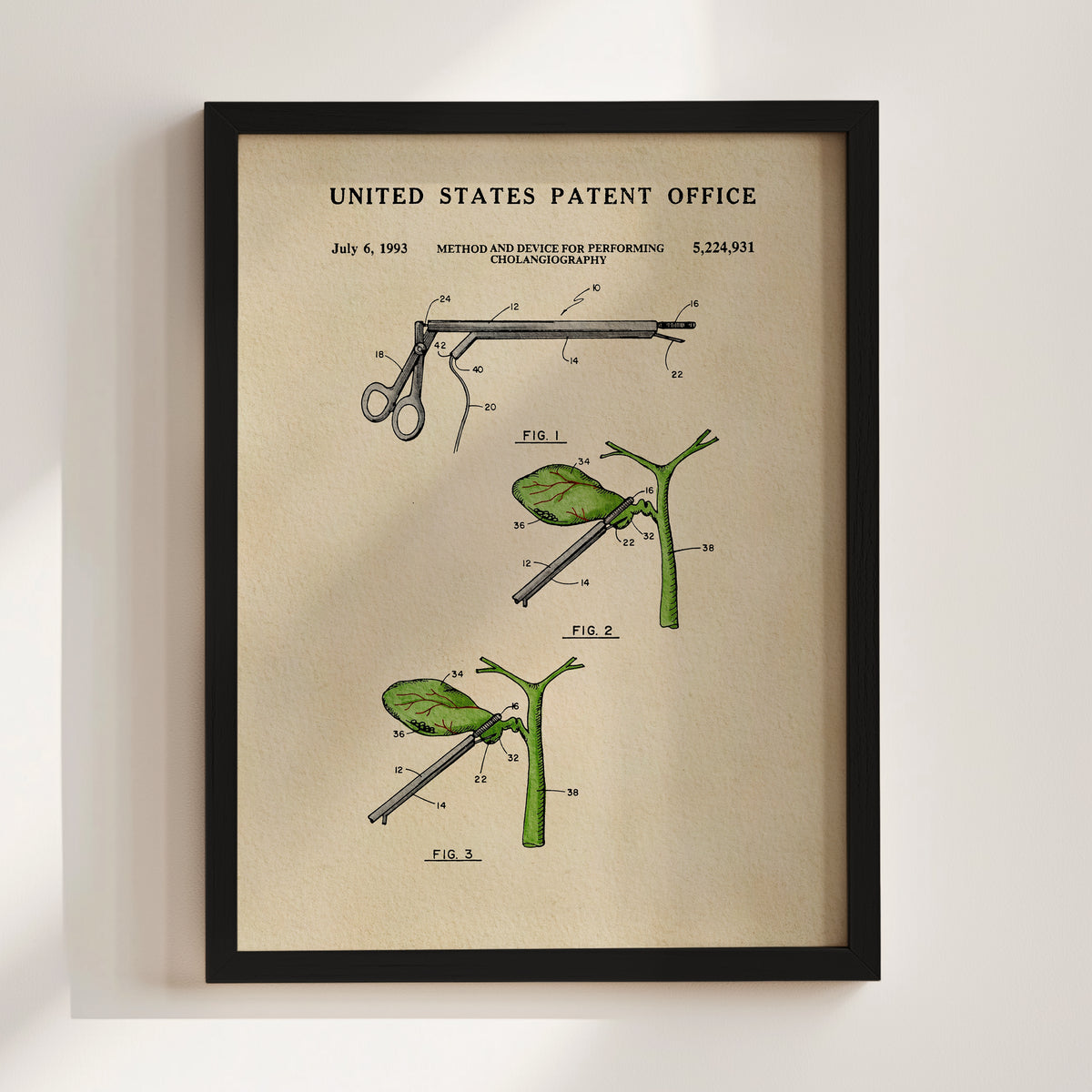 The image is a framed patent illustration depicting a medical device, specifically a surgical tool, with detailed technical drawings and labels.