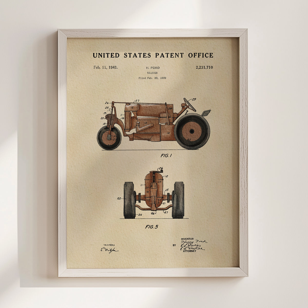 The image is a framed patent drawing of a motorcycle, depicting the design and features of the vehicle.