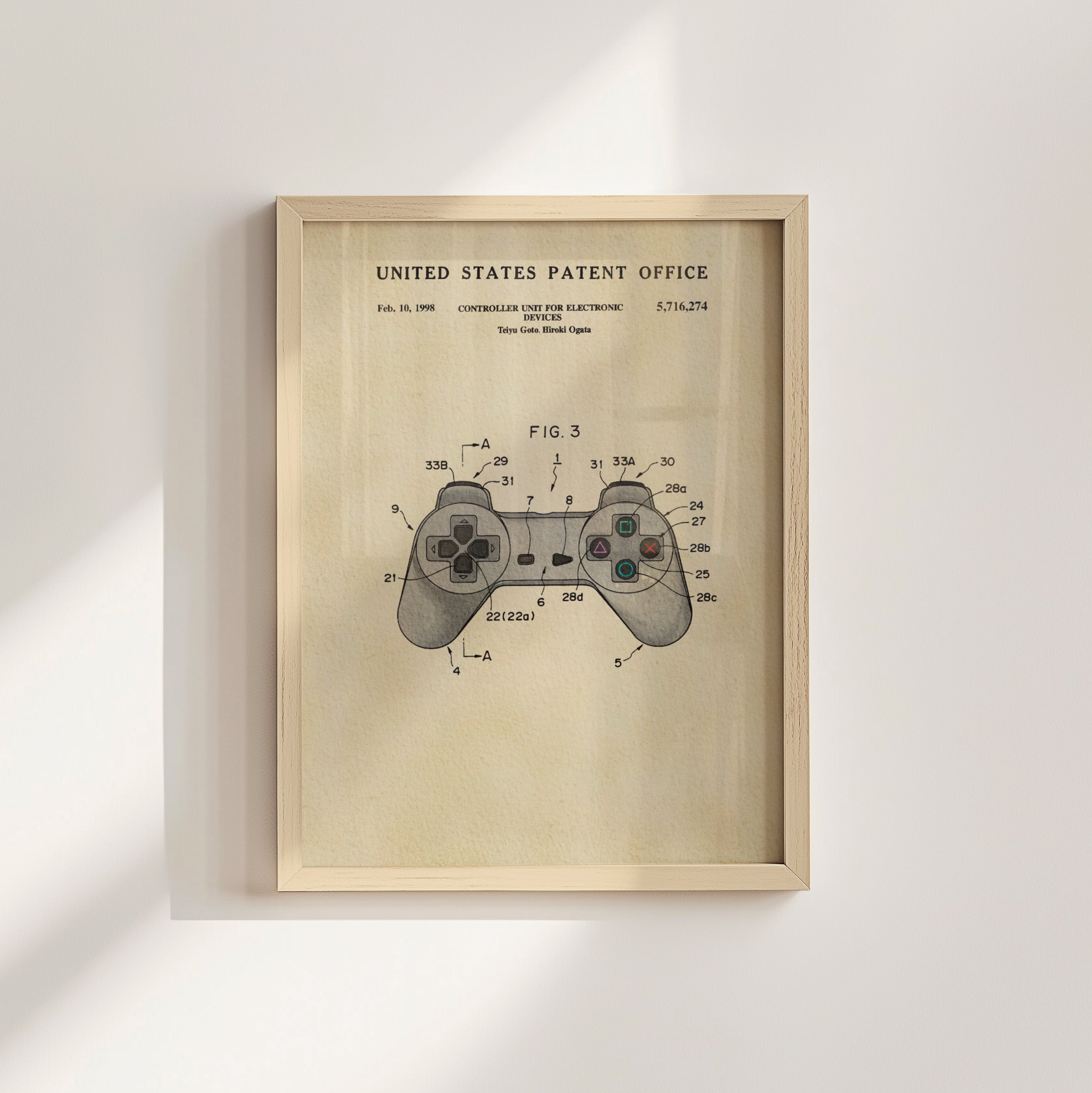 The image is a framed patent drawing of a joystick, depicting the controls and features of the joystick.
